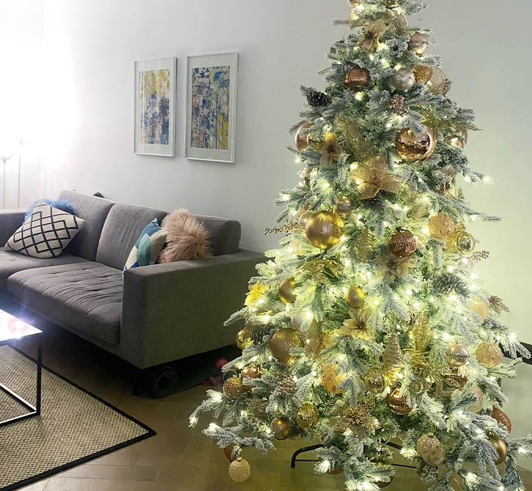 Ashley Roberts' rose gold Christmas tree decorated by Elements Home & Garden