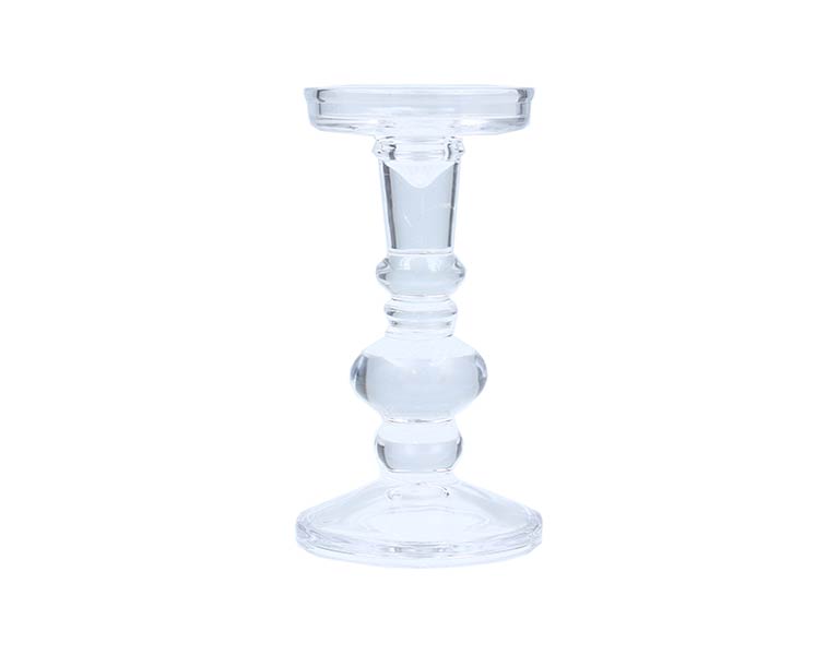 Clear Large Glass Ball Candlestick